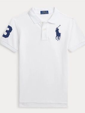 Polo by Ralph Lauren White Polo with Navy Pony & Sleeve Number